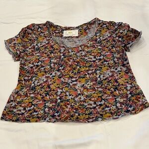 Anthropologie Maeve Floral Short Sleeve Top - Multicolor